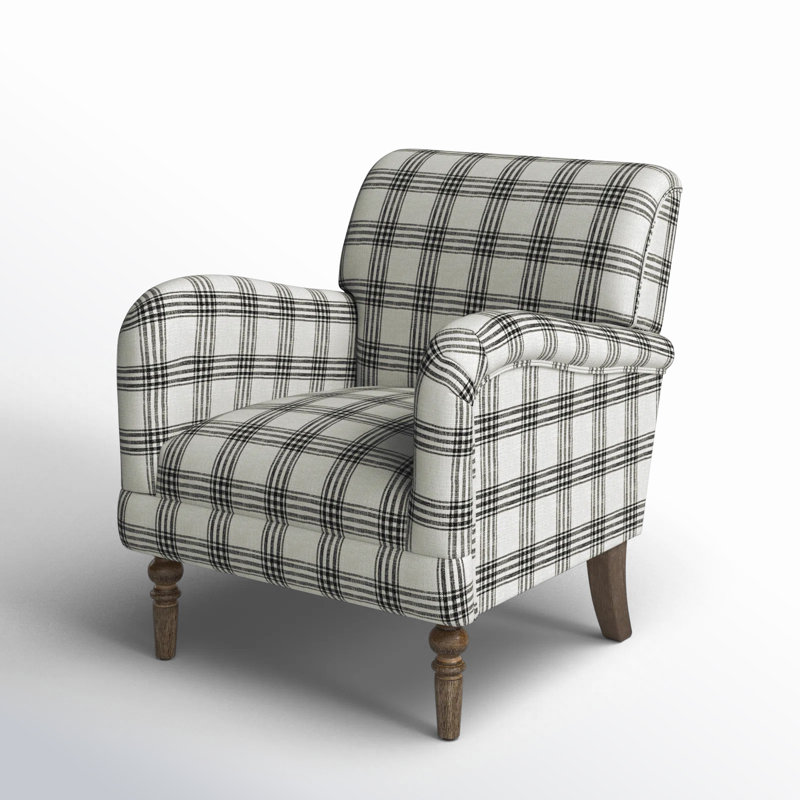 Fauteuil en polyester 29,5 po Arching, Tissu écossais noir