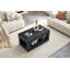 Table basse moderne à 2 niveaux pour mobilier de salon, table centrale rectangulaire avec tablette de rangement ouverte. La table basse à double couche est fabriquée en panneau de fibres à densité moyenne. Assemblage stable et durable, facile-1353615094