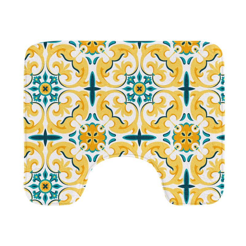 Tapis de salle de bain en forme de U Victorian 20 po Moutarde multicolore