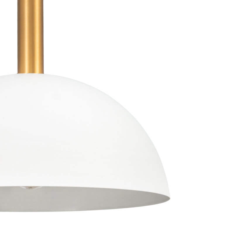 Luminaire suspendu dôme 1 lumière moderne, Or brossé, Blanc