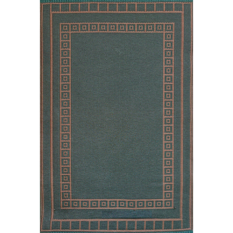 Border Outdoor Mat, Blue & White, Reversible Mat For Patio, Porch, Deck, Floor Matt, Rectangle 4' x 6'