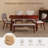 6-Piece Farmhouse Dining Table Set With 4 Upholstered Chairs And Bench, Solid Wood Kitchen Table Set For 6, Modern Wood Furniture For Dining Room, Living Room And Study