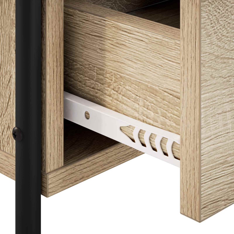 40 cm W Galvanised Steel Bedside Table, Sonoma Oak