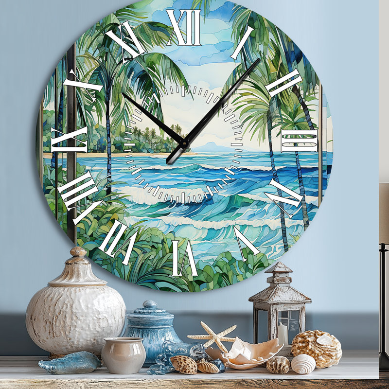 Horloge murale Tropical Beach, Grand