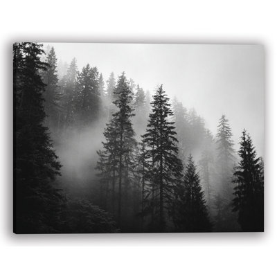Misty Hillside Pines Wrapped Canvas Wall Art