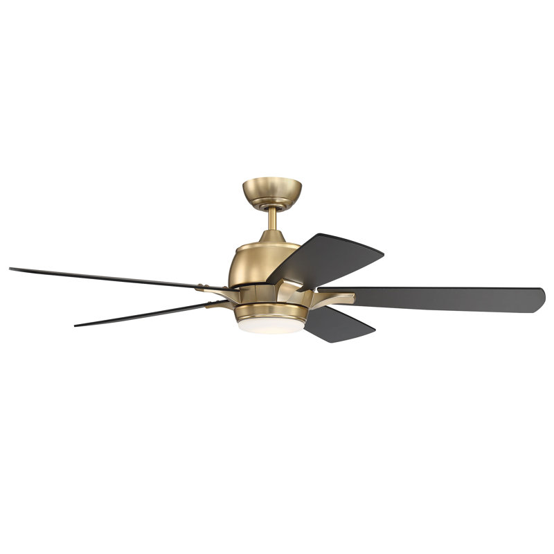 52'' Ceiling Fan with LED Lights, Satin Brass with Reversible Walnut/Flat Black Blad