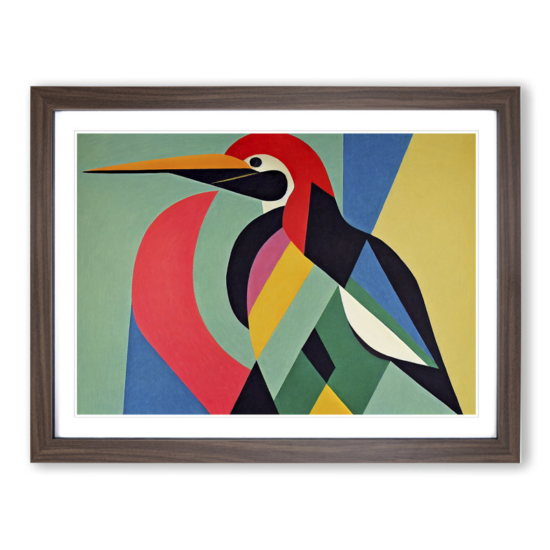XH1022-6864X Pelican Abstract Art 1 Piece Single Picture Frame Wall Art, 25cm H x 34cm W x 2cm D, Walnut
