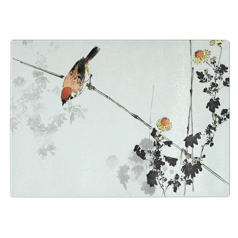 Glass Japanese Swallow Bird by Watanabe Seitei Chopping Board, 39 cm W x 28.5 cm L