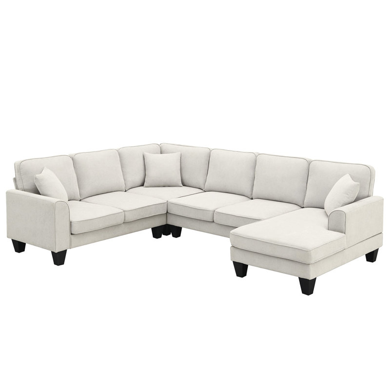 Canapé modulaire en U de 108 po et 85,5 po Hodalis, ensemble de canapés modulaires en tissu à 7 places avec 3 coussins inclus