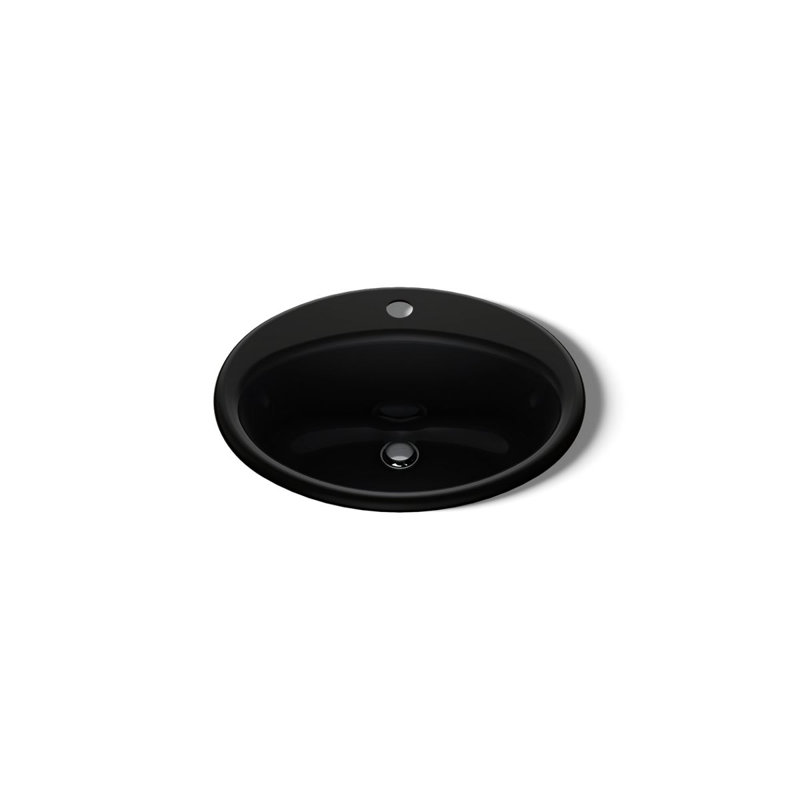 Farmington Metal Oval Drop-In Bathroom Sink with Overflow, Black