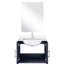 Meuble-lavabo 24 po x 22 po bleu marine avec comptoir en quartz blanc, miroir 18 po et robinet inclus