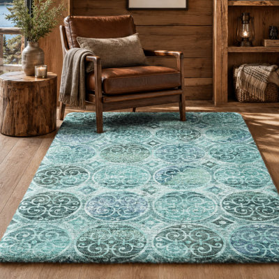Tapis Dream Shag ADS738 à cercles, lavable à la machine de qualité supérieure