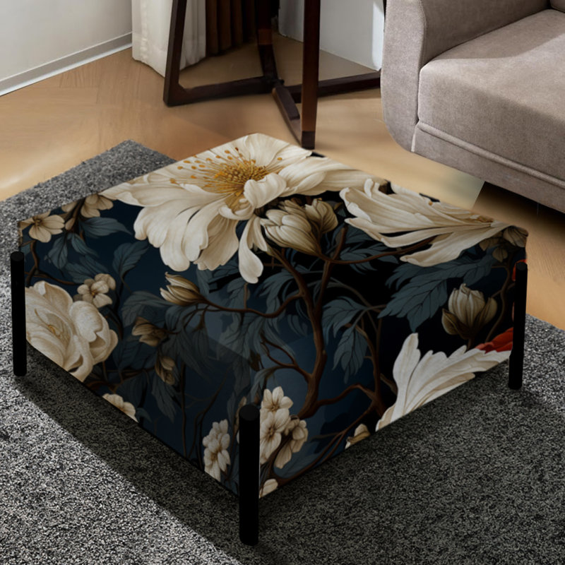 Détails inspirés de la nature - Grand repose-pieds oriental carré