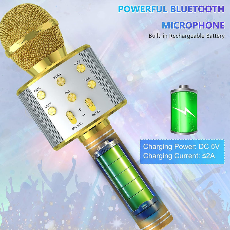 Bluetooth Karaoke Microphone , Gold