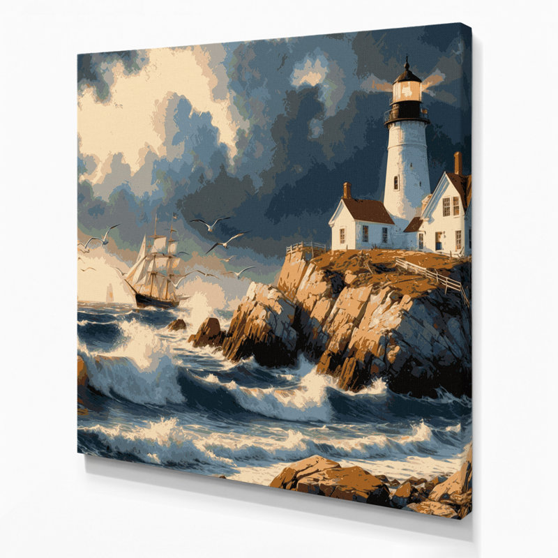 Art mural sur toile noir, "Nautical New England", H 12 po x l 12 po