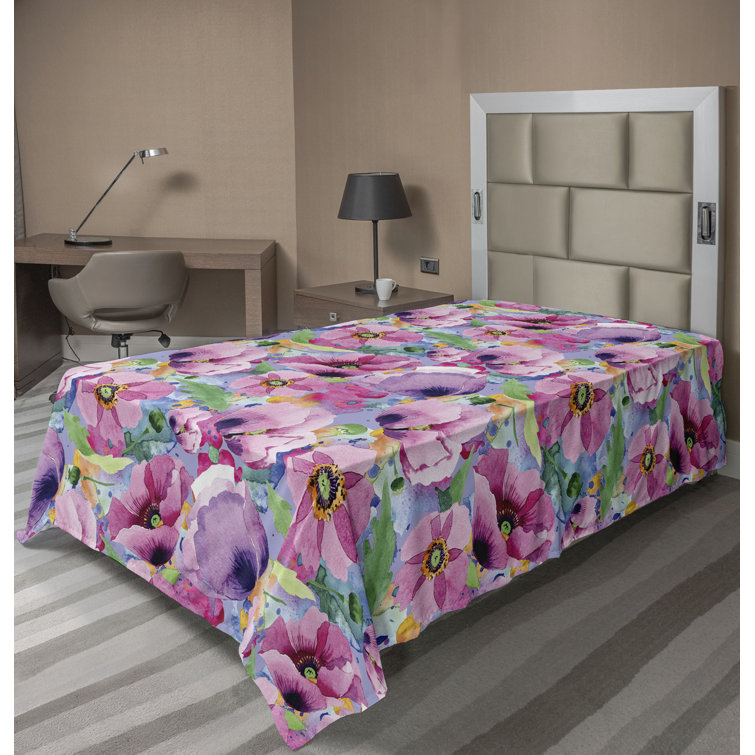 Drap plat à motif floral bohème Ambesonne