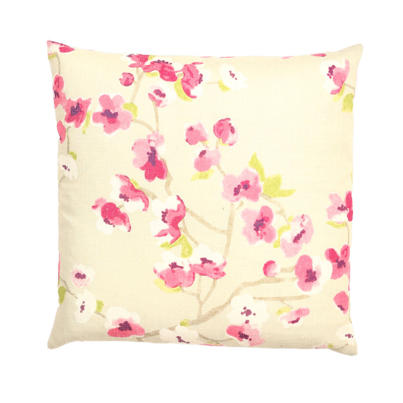 Coussin décoratif à imprimé floral Kyoto-S Sakura, H 18 po x l 18 po x P 8 po, Rose, Polyester