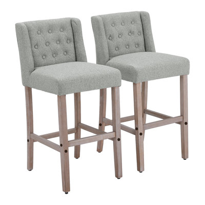 Upholstered Bar Stool with Solid Wood Frame