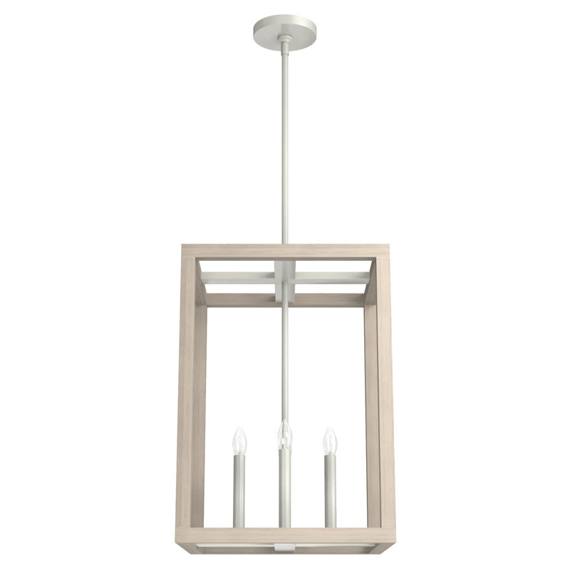 Squire Manor 4 - Light Lantern Rectangle Chandelier, 77" H x 15" W x 15" D, Brushed Nickel