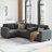 Sectional Sofa L-Shaped 4-Seater 105.5'' Corduroy with Storage, USB, Reversible Seats | Light Gray | Standard