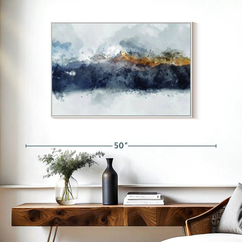 Montagnes de rêve, Cadre flottant blanc, 37 po x 25 po