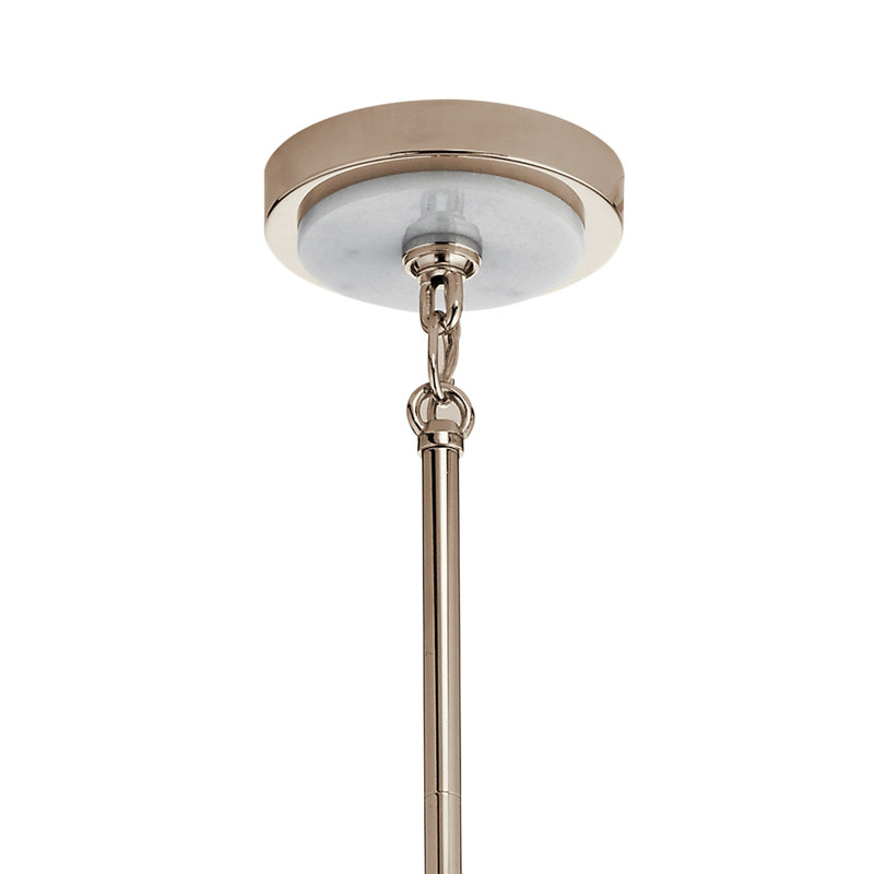Lustre classique 6 lumières à abat-jour Laurent, Nickel poli