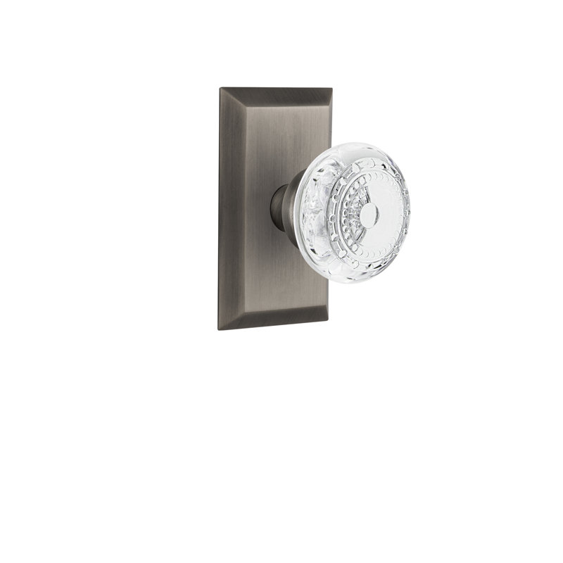 Studio Plate with Crystal Meadows Knob, 2-3/4”, Antique Pewter