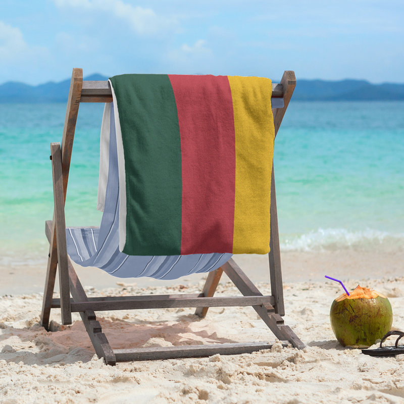 Edmonton Lightweight Beach Towel, Microfiber, Forest Green/Iron Range Red/Harvest Gold