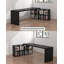 Bureau simple en L en bois massif noir avec bibliothèque intégrée-280893937