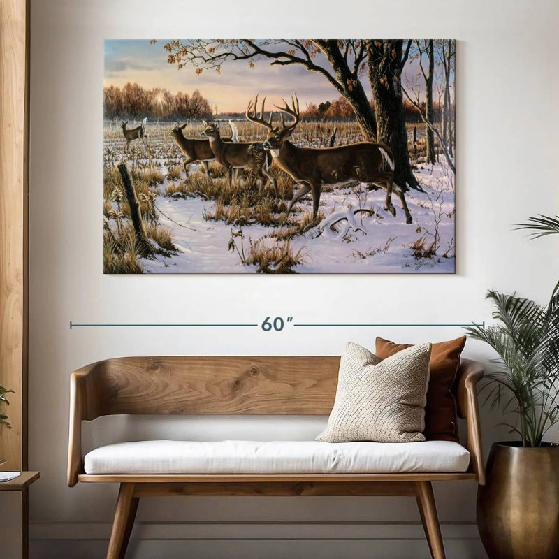 Brampt Cautious Crossing - Whitetails, 34" H x 51" W