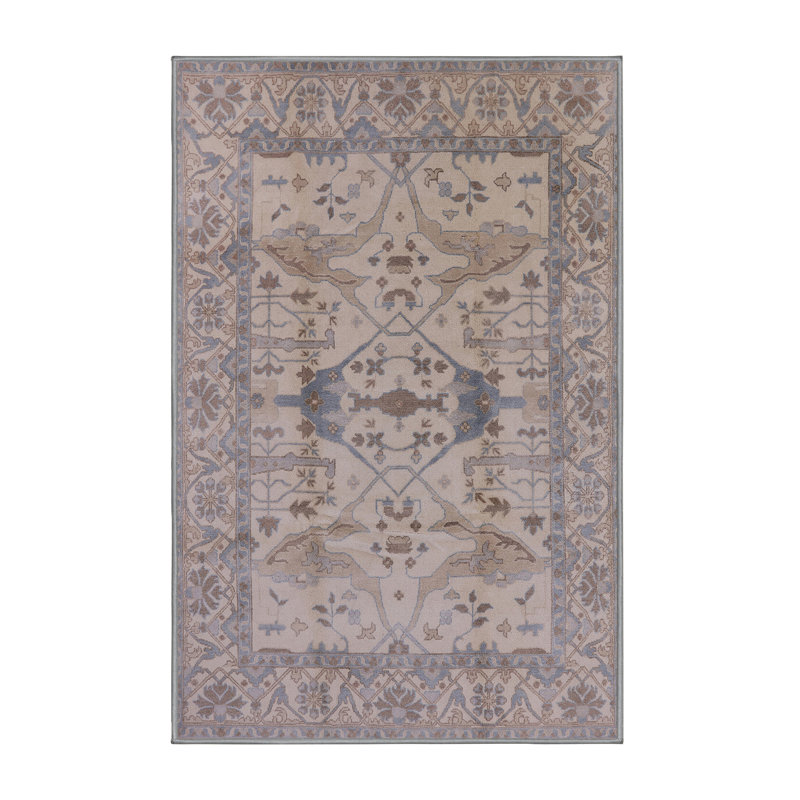 Tapis oriental bleu marine / beige, Tapis de couloir 2 pi x 5 pi