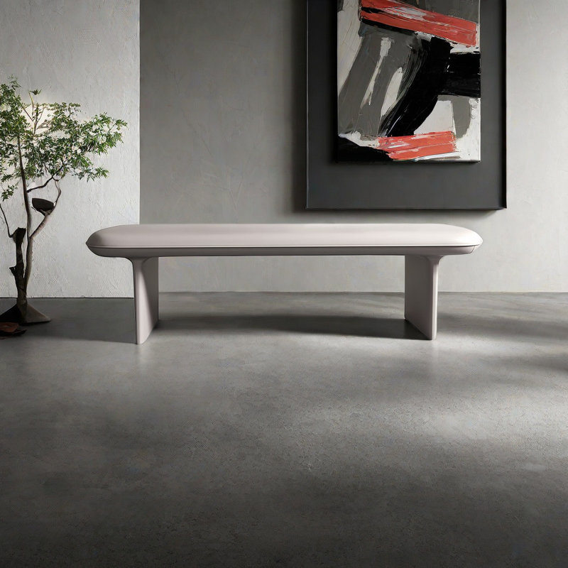 Banc rembourré en cuir Tamisha, H 16,14 po x l 70,86 po x P 18,11 po