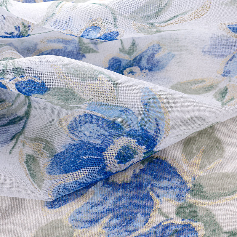 Panneau de rideau transparent diaphane 84 "ou 95" Crystalyn, L 54 po x L 95 po, Bleu