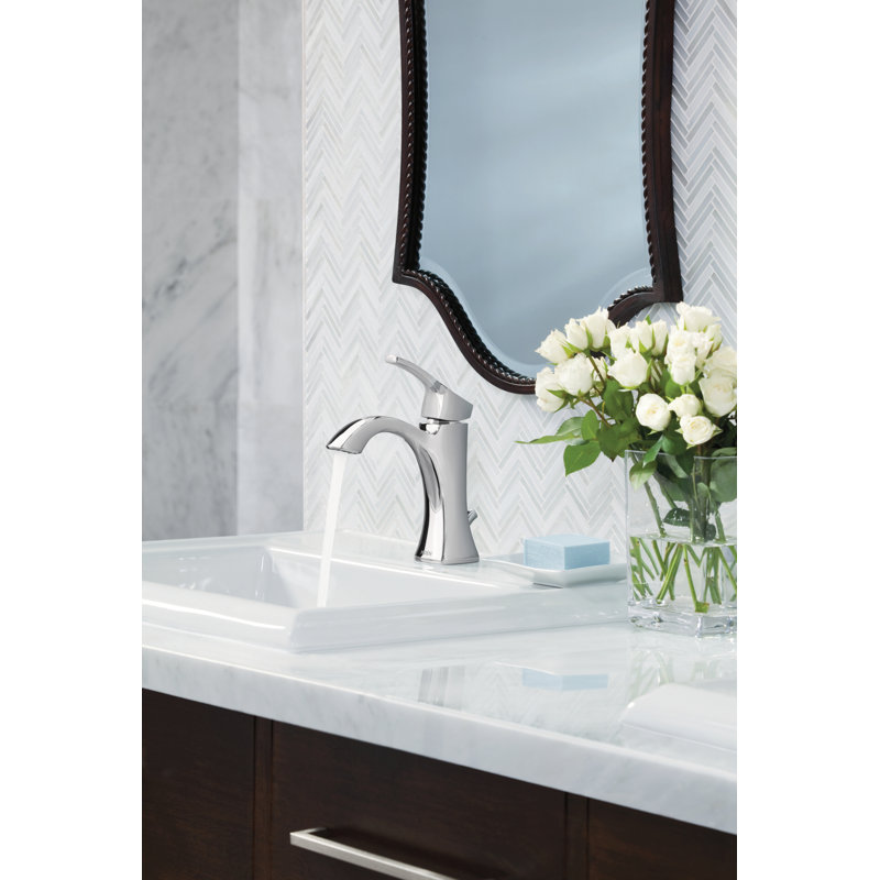 Moen Voss Single Hole Bathroom Faucet with Drain Assembly, Chrome