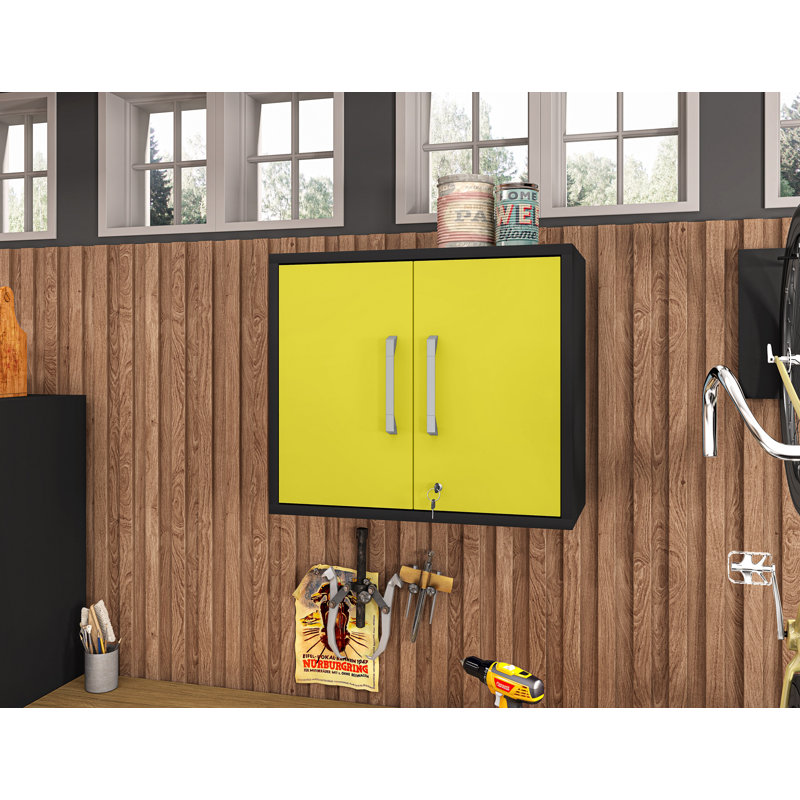 Aseem 3 Piece Storage System, Matte Black/Yellow