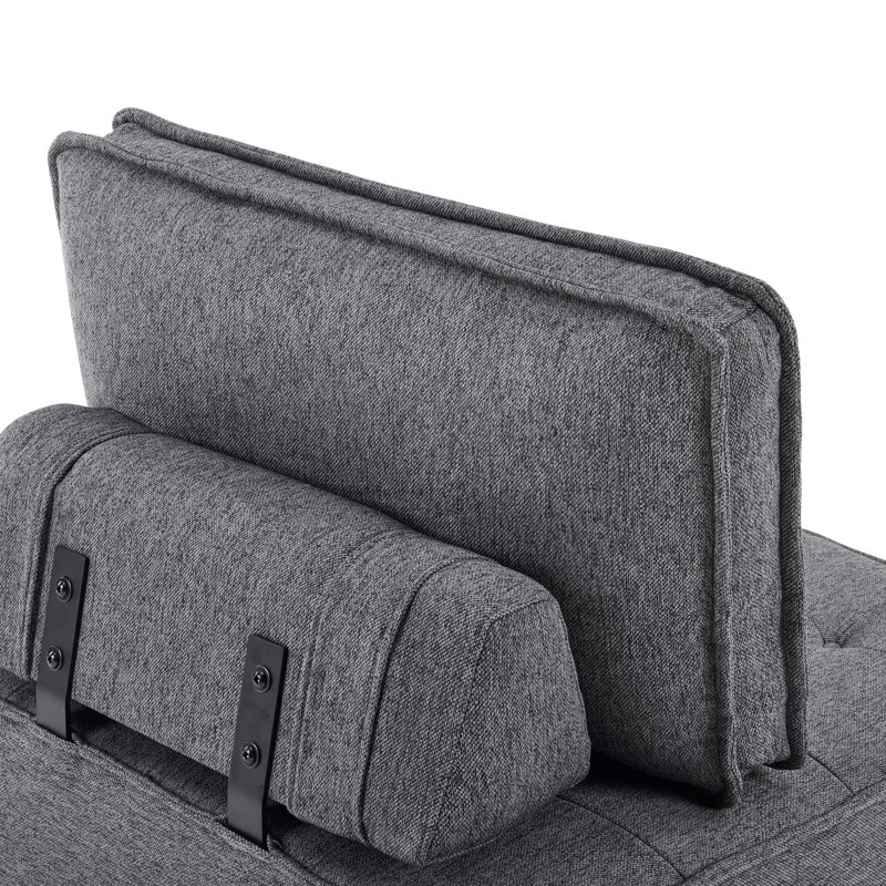 Canapé modulaire gris pâle, canapé d'angle en lin avec structure en bois, mobilier d'assise configurable pour salon, appartement et petits espaces