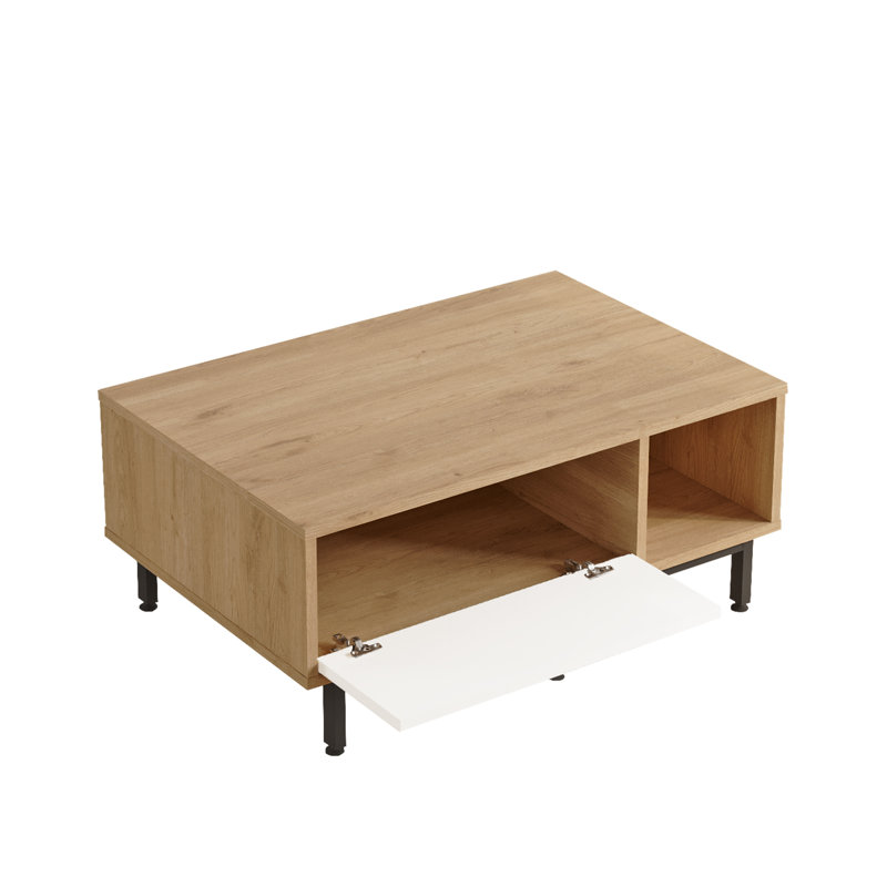 Table basse Crea avec pieds et portes en métal imprimé UV blanc