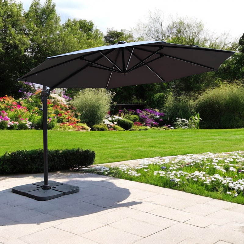  3.5m Cantilever Parasol with Lights, Grey