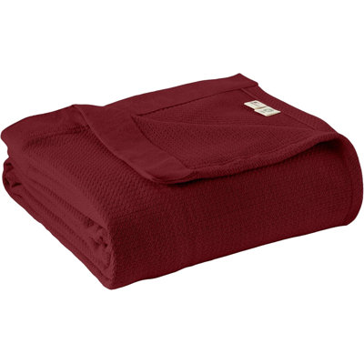 100% Organic Cotton Blanket - GOTS & Fairtrade Certified Organic Cotton Throw Blanket for Bed with Soft Warm & Breathable Single Knit Weave - Great as Bedspread or Coverlet (Burgundy, Full/Queen)