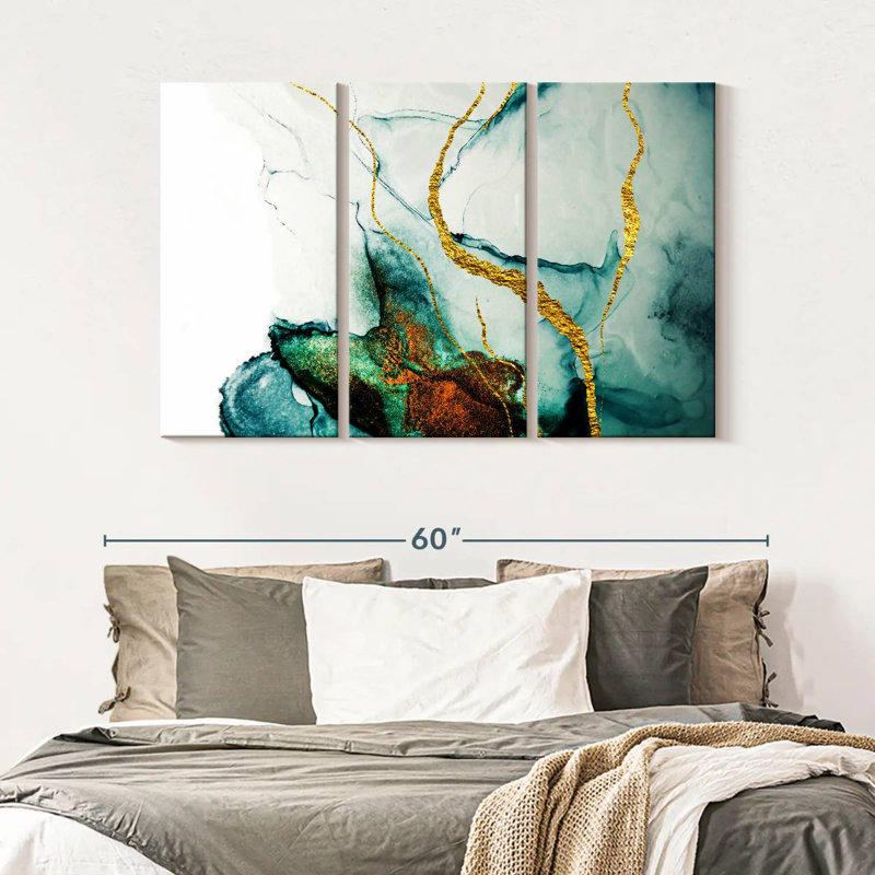«Abstract Gold Streaks», reproduction d'art sur toile, H 50 po x l 32 po x P 1,25 po