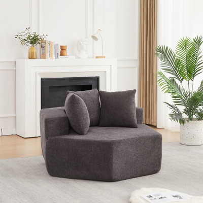 Chaises d'appoint modernes, 54 po. Chenille hexagonale grise pour la maison