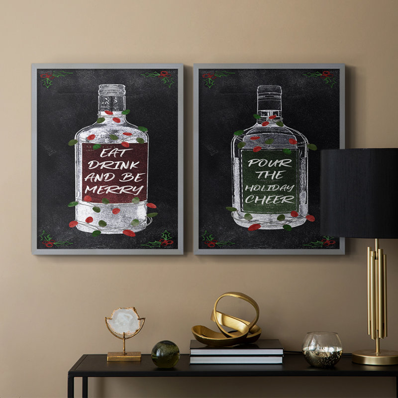 Be Be Merry Wine - reproduction encadrée de qualité supérieure - prête à être accrochée - aucun clou requis - aucun clou requis