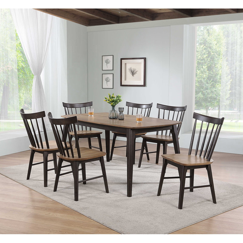 7-Piece Solid Wood Leg Dining Table Set