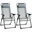 Set of 2 Folding Garden Chairs with Armrests, 5-Position Adjustable High Back, All Weather Texteline Seat Grey