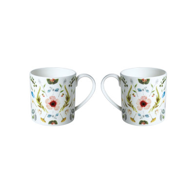Scandinavian Floral Bone China Coffee Mug
