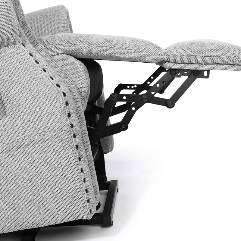 Aedyn Upholstered Lift Assist Power Recliner, Gray Linen Blend