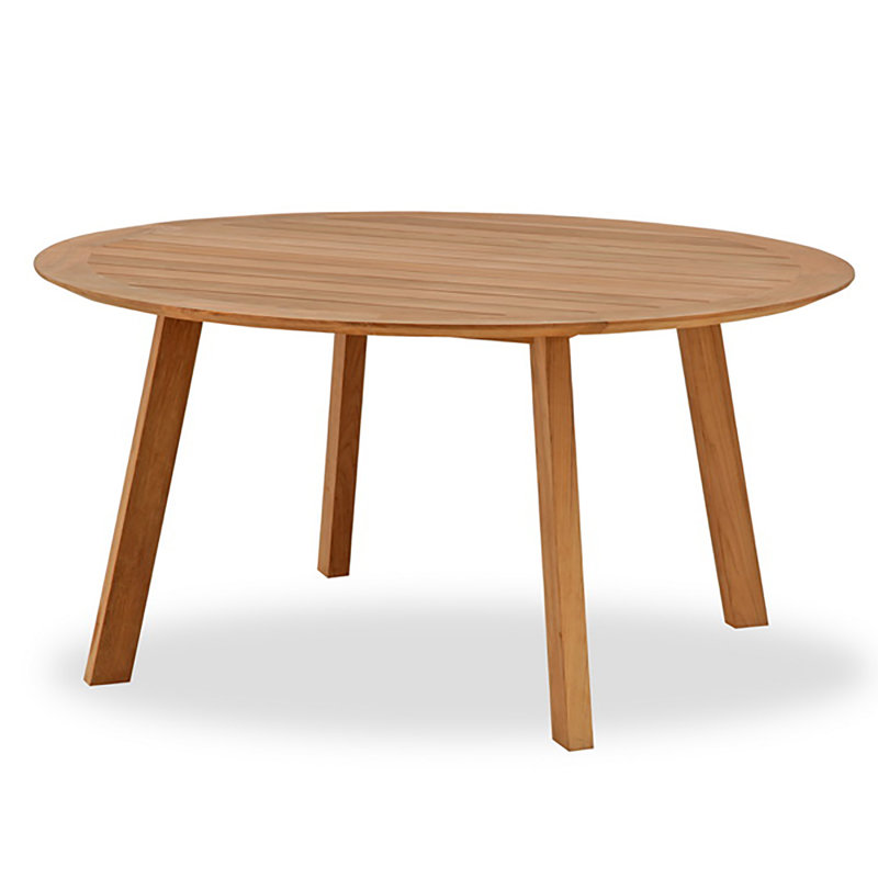 Mariliz Round Teak Outdoor Dining Table With Umbrella Hole , 59'' in. W 59'' in. D