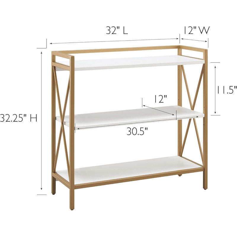 Leick Home Claudette Mixed Metal And Wood Bookshelf - Compact Storage Solution With Adjustable Shelf And Elegant Design