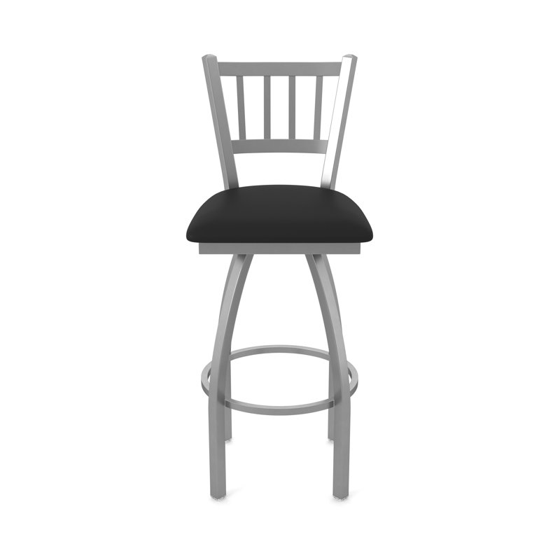 Tabouret pivotant 810 Contessa, Vinyle - vinyle noir, Acier inoxydable, Très grand (siège d'une hauteur de 36 po)