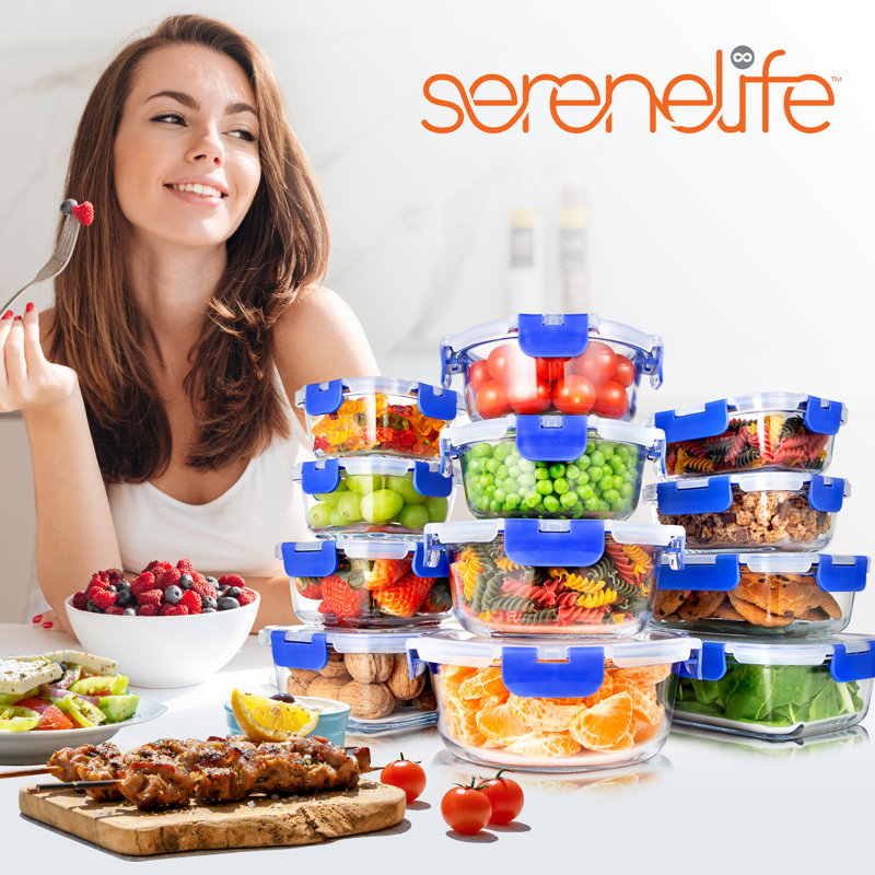 SereneLife 24 Piece Non-Stick Glass Bakeware Set